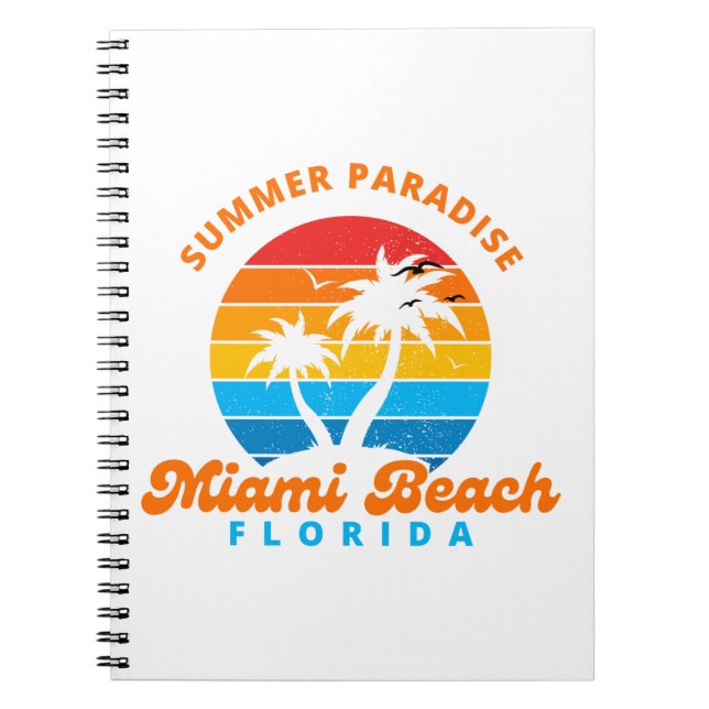 Summer Paradise Miami Beach Florida-Sunset-Handfla Anteckningsbok (Framsidan)