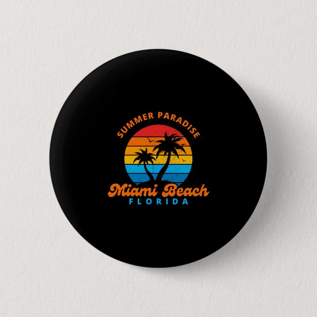 Summer Paradise Miami Beach Florida-Sunset-Handfla Knapp (Framsida)