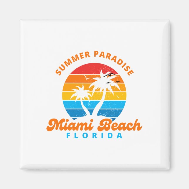Summer Paradise Miami Beach Florida-Sunset-Handfla Magnet (Framsidan)