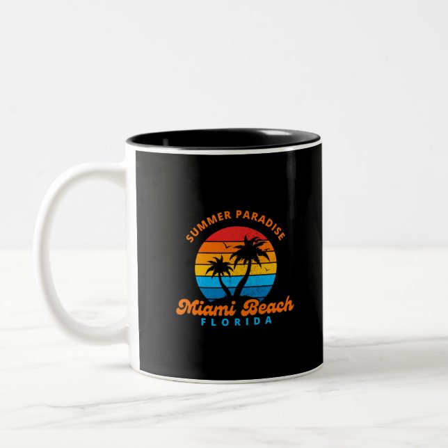 Summer Paradise Miami Beach Florida-Sunset-Handfla Två-Tonad Mugg (Vänster)