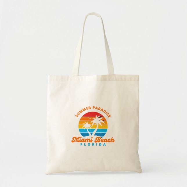 Summer Paradise Miami Beach Florida-Sunset-Handfla Tygkasse (Framsidan)