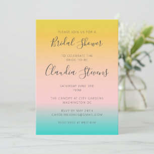 Summer Pastel Ombre Sunset Tropical Möhippa Inbjudningar