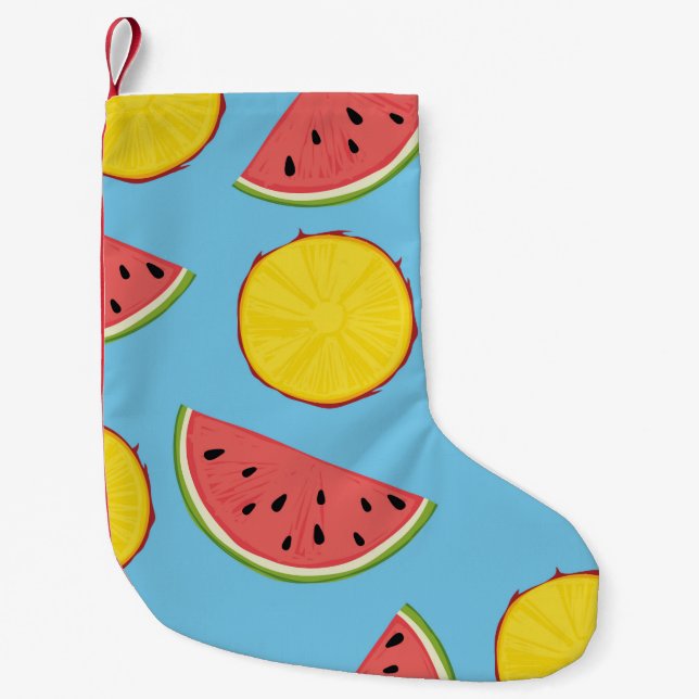 Summer pattern with pineapple and watermelonart,ba liten julstrumpa (Framsidan)