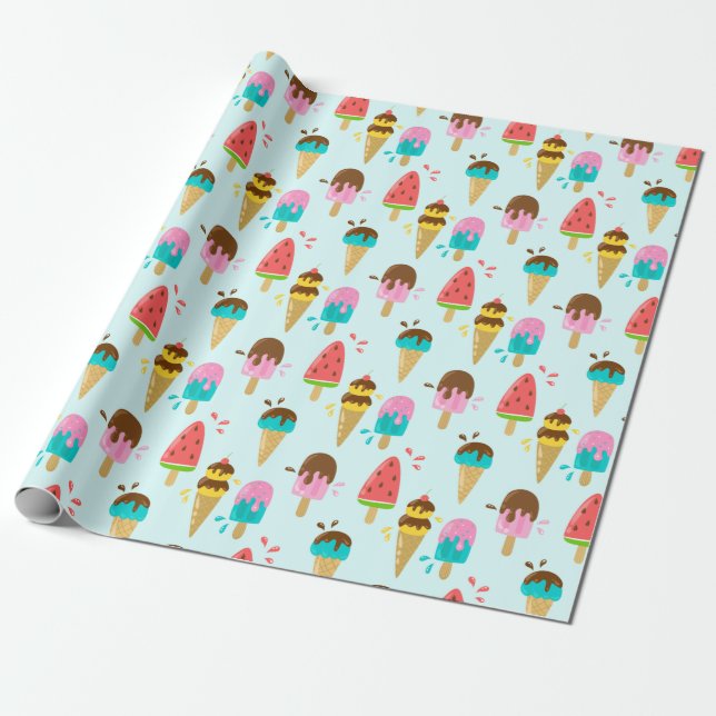 Summer Pattern Wrapping Paper Presentpapper (Utrullad)