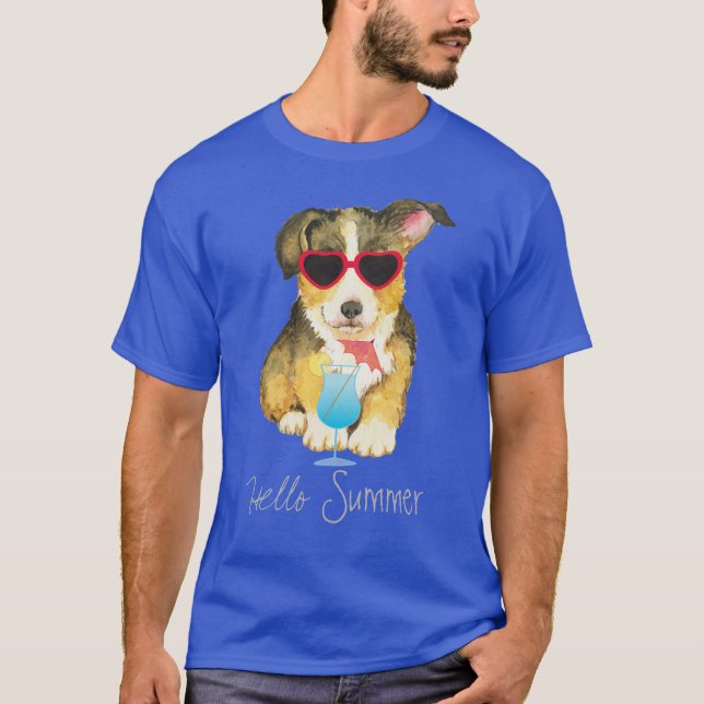 Summer Pembroke Welsh Corgi T Shirt (Framsida)