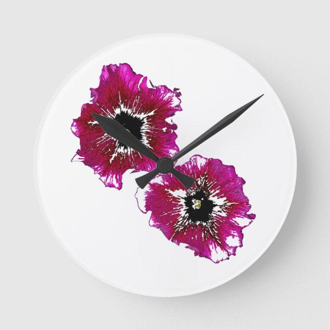 Summer Petunias Rund Klocka (Framsida)