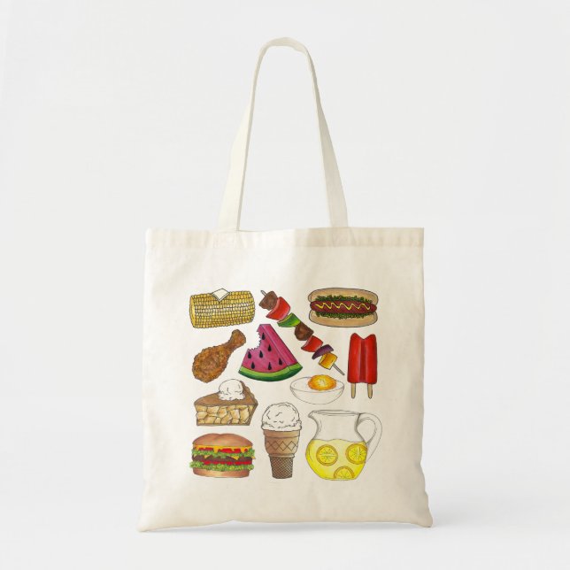 Summer Picnic Food Mat BBQ Foodie Tote Tygkasse (Framsidan)