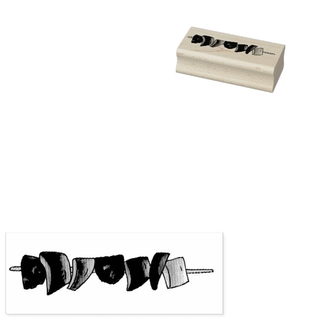 Summer Picnic Shish Kebab Vegetable Skewer Frimärk Stämpel (Stämplad)