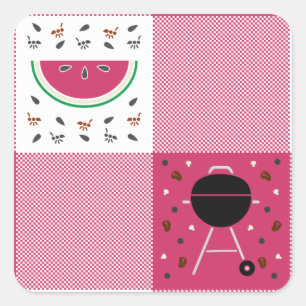 Summer Picnic Sticker Fyrkantigt Klistermärke
