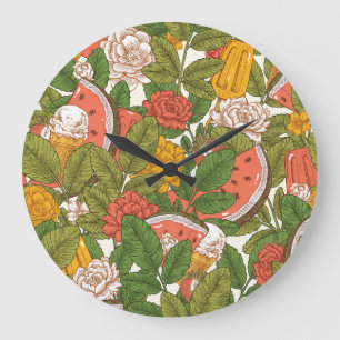 Summer Picnic Watermelon Ice Cream Stor Klocka