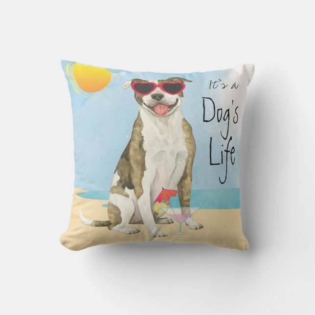 Summer Pit Bull Terrier Exdoor Pillow Kudde (Framsida)