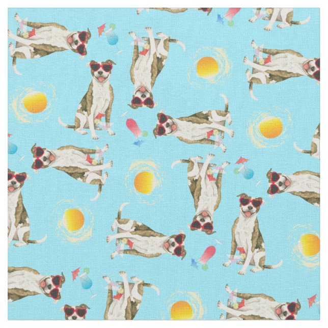 Summer Pit Bull Terrier Fabric Tyg (Närbild)