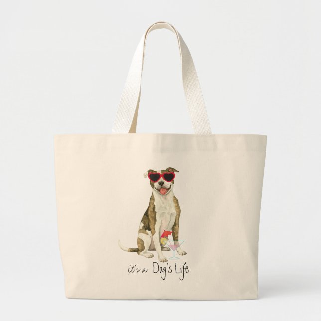 Summer Pit Bull Terrier Large Tote Bag Jumbo Tygkasse (Framsidan)
