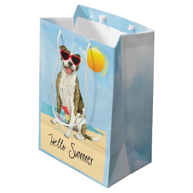 Summer Pit Bull Terrier Medium Gift Bag (Baksidan Vinklad)