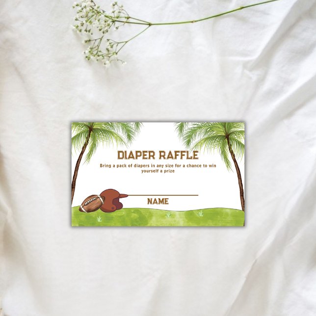 Summer Plam Football Diaper Raffle Baby Shower  Tilläggskort (Summer Plam Football Diaper Raffle Baby Shower Enclosure Card)