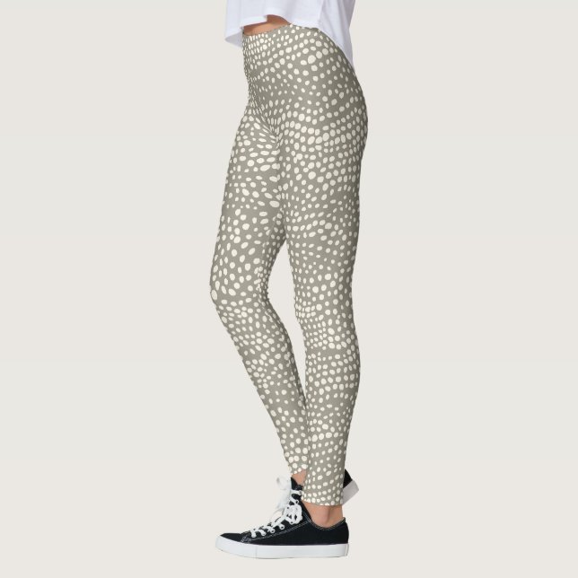Summer Polka Dot Snö Leopard Simple Trendig Grått Leggings (Vänster)