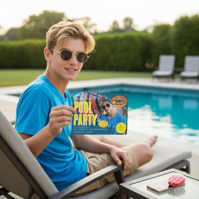 Summer Pool Party Birthday photo  Inbjudningar (Skapare uppladdad)
