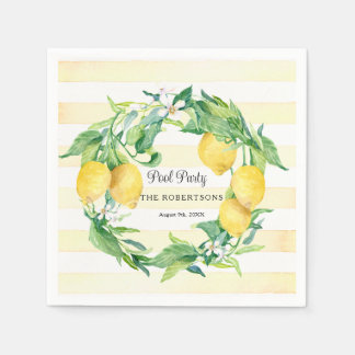 Summer Pool Party Citrus Lemon Wreath Blossom Leaf Pappersservett