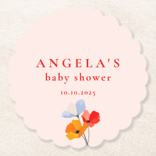 Summer Poppy Baby Shower Underlägg Papper