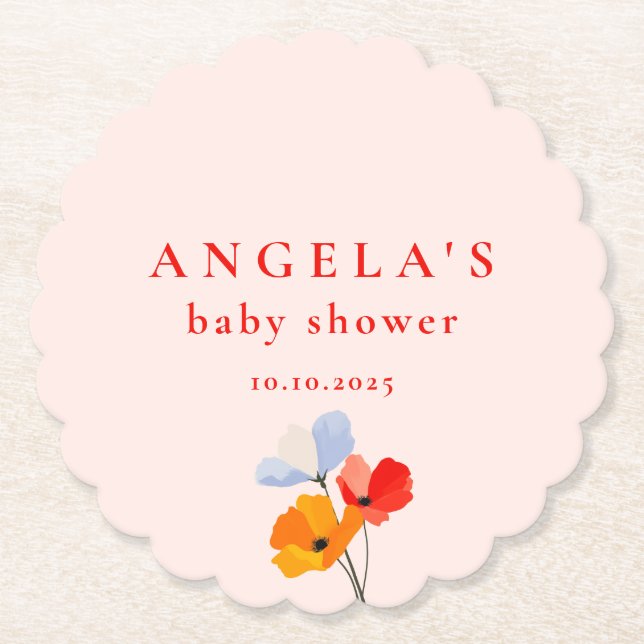 Summer Poppy Baby Shower Underlägg Papper (Framsida)