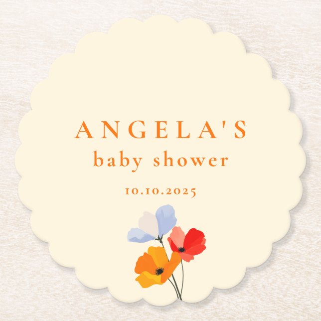 Summer Poppy Baby Shower Underlägg Papper (Framsida)