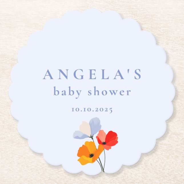 Summer Poppy Baby Shower Underlägg Papper (Framsida)