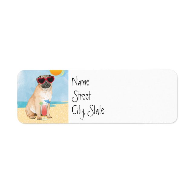 Summer Pug Returadress Etikett (Framsidan)
