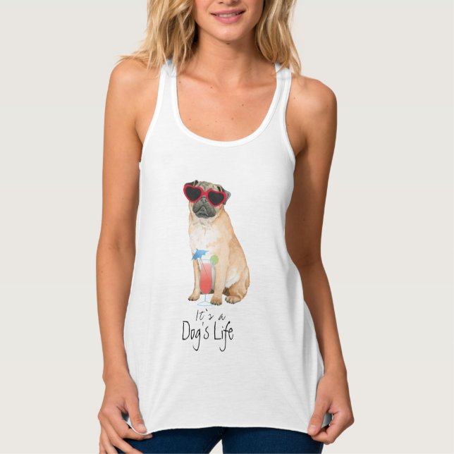 Summer Pug Tanktop Linne Med Racerback (Framsida)