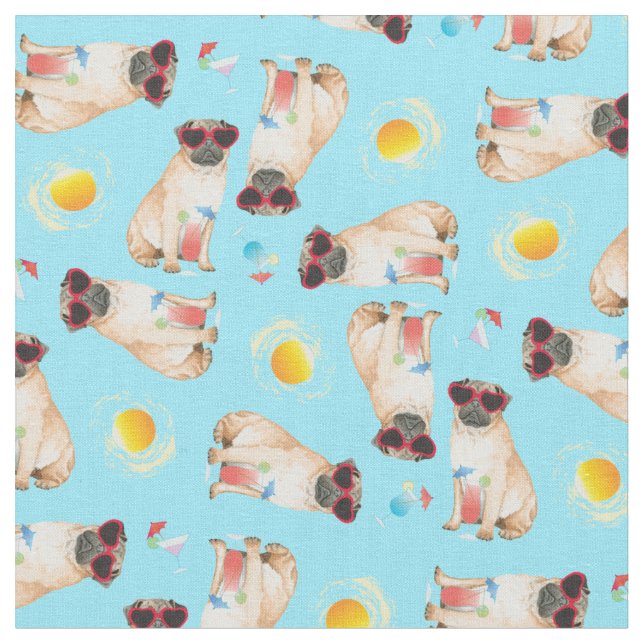 Summer Pug Tyg (Närbild)