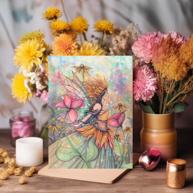 Summer Queen Fairy Artwork Blank Inside Kort (Skapare uppladdad)