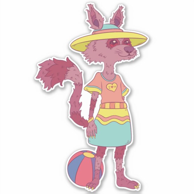 Summer Raccoon Klistermärken (Framsida)