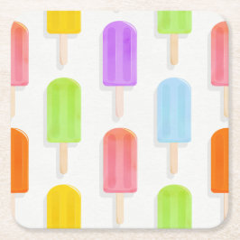 Summer Rainbow Popsicles Mönster Underlägg Papper Kvadrat