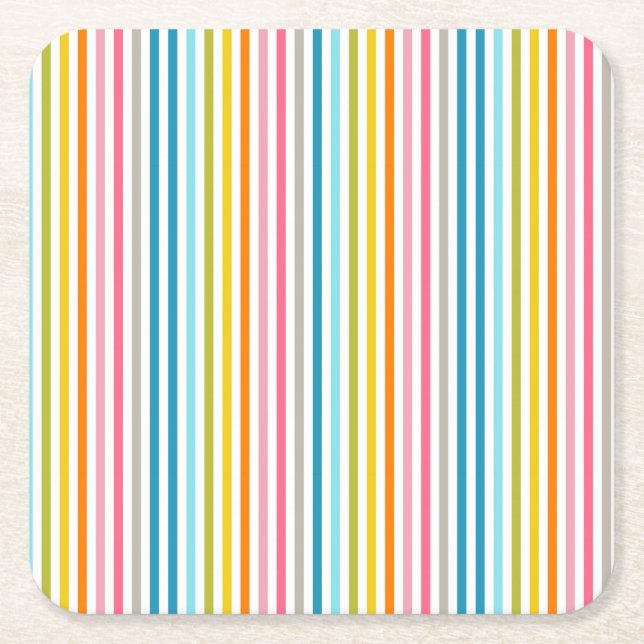 Summer Rainbow Rand Underlägg Papper Kvadrat (Framsidan)