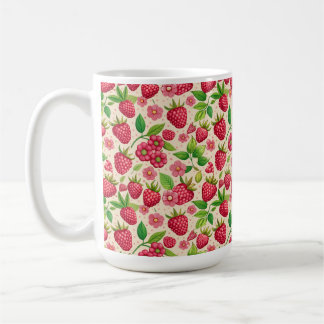 Summer Raspberry Garden Botanical Fruit Pattern Kaffemugg