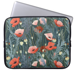 Summer Red Poppy Meadow Laptop Fodral