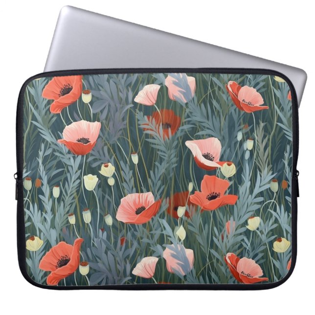Summer Red Poppy Meadow Laptop Fodral (Framsidan)