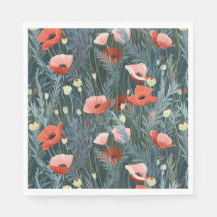 Summer Red Poppy Meadow Pappersservett