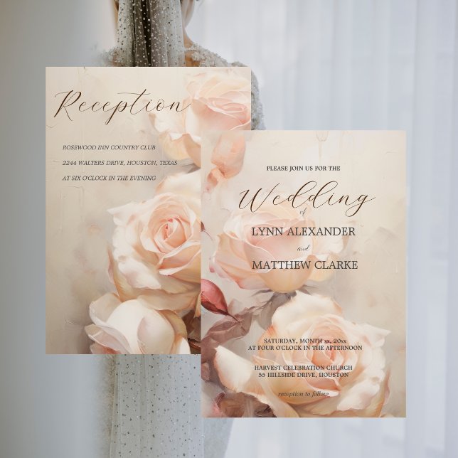 Summer Ro Elegant bröllop Inbjudningar (Summer Roses Elegant Wedding Invitation)