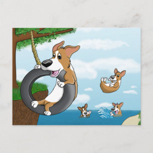 Summer Roligt Corgi Vykort