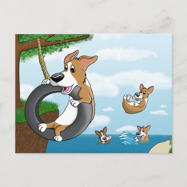 Summer Roligt Corgi Vykort (Framsida)
