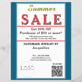 Summer Sale Blue White Heart Reklamblad