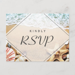 Summer Sandy Beach Starfish Seashell OSA Reply Inbjudan Vykort