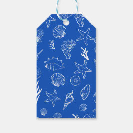 Summer Seashells Frame Beach Wedding Blue Presentetikett