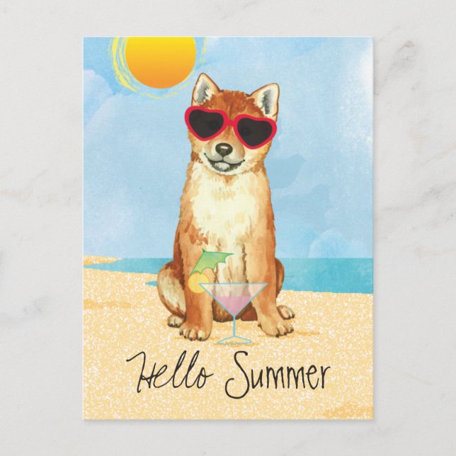 Summer Shiba Inu Vykort (Framsida)