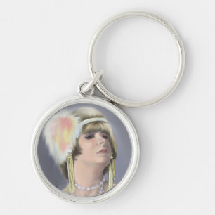 Summer Siren Porträtt Keychain Rund Silverfärgad Nyckelring