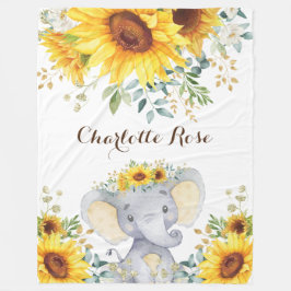 Summer Solros Elephant Flicka Nursery Fleecefilt