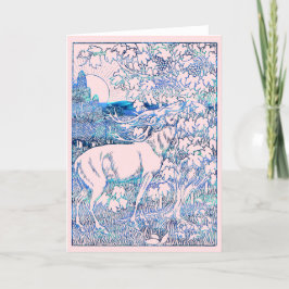 Summer Solstice Litha Blue Glitter Hjort & Sunshin Helgkort