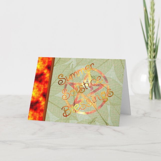 Summer Solstice Pagan Pentagram Kort (Framsida)