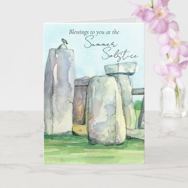Summer Solstice Stonehenge England Sten Blackbird Kort (Orkide)