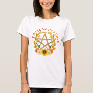 Summer Solstice Vibles Solros Guld Pentacle T Shirt